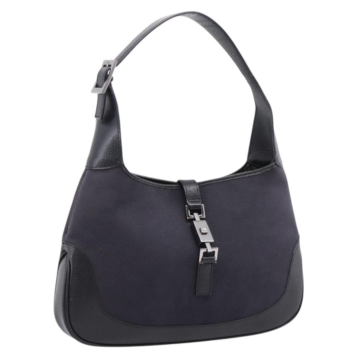 Gucci Vintage Jackie Shoulder Canvas And Leather Black Wool Handbag (Pre-Owned)