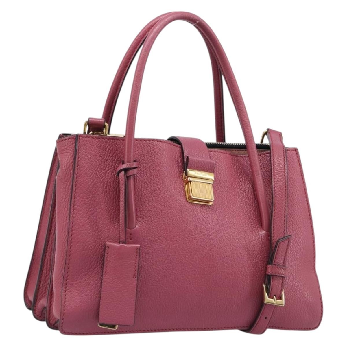Miu Miu Madras Convertible Compartment Leather Pink Leather Tote Bag Bag (Pre-Owned)