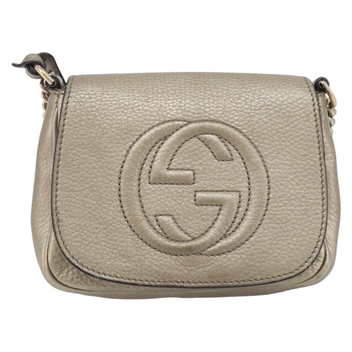 Gucci Soho Chain Leather Gold Leather Crossbody Bag Bag (Pre-Owned)