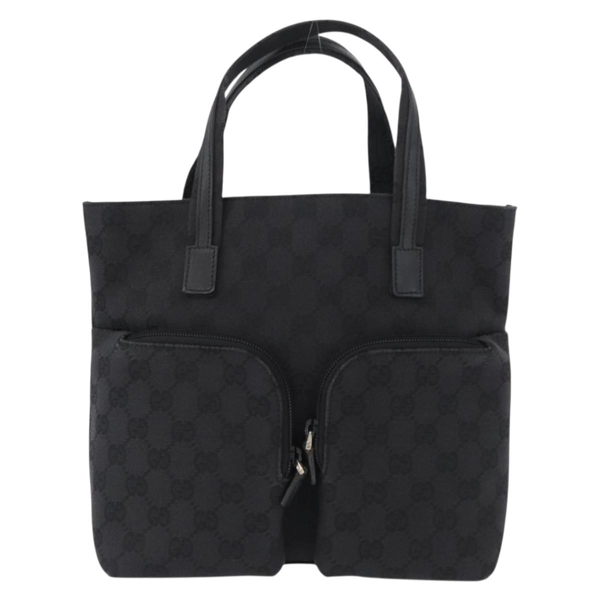Gucci Double Pocket Gg Canvas Black Canvas Tote Bag Bag (Pre-Owned)