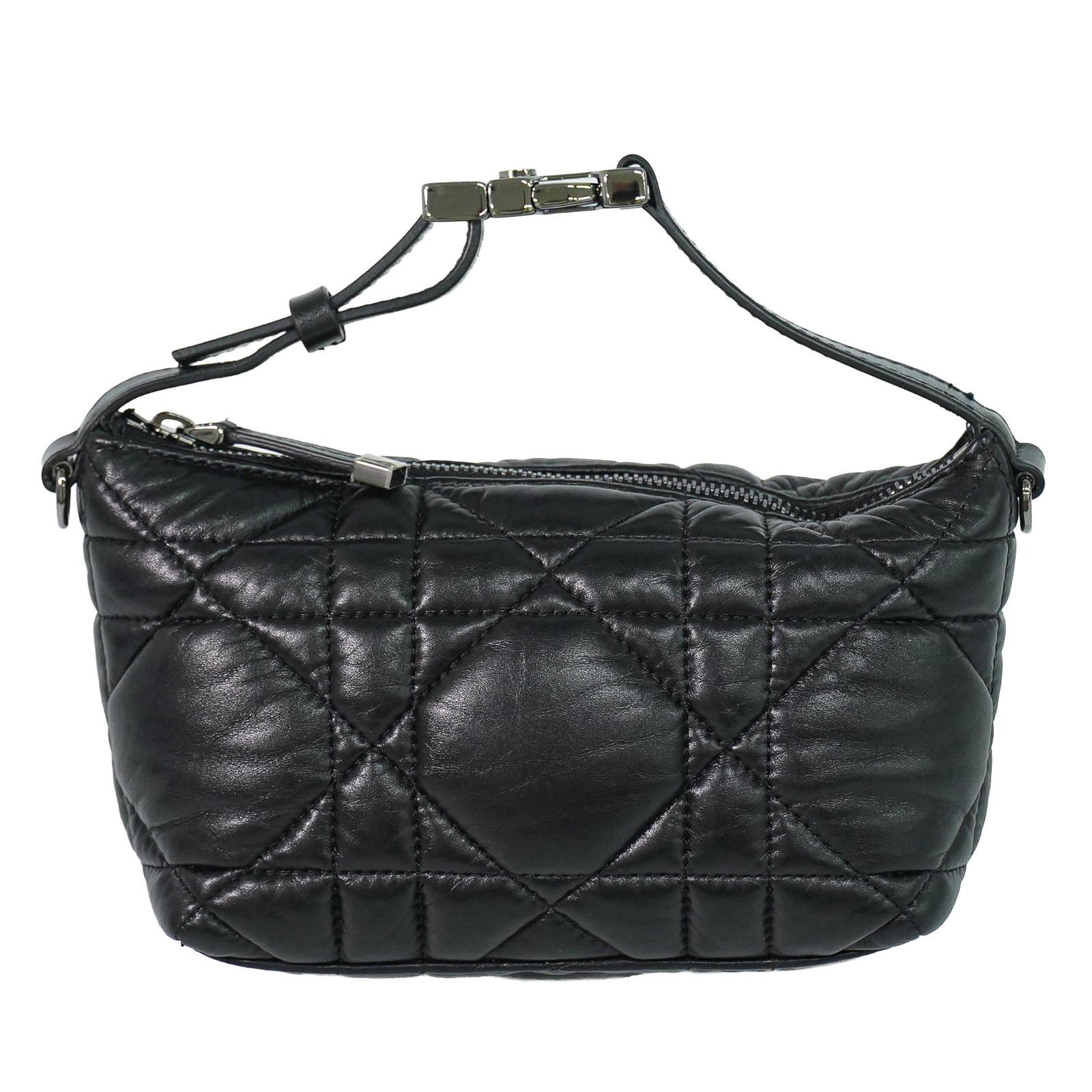 Christian Dior Diortravel Nomad Macrocannage Quilt Calfskin Black Leather Clutche & Pouche Bag (Pre-Owned)