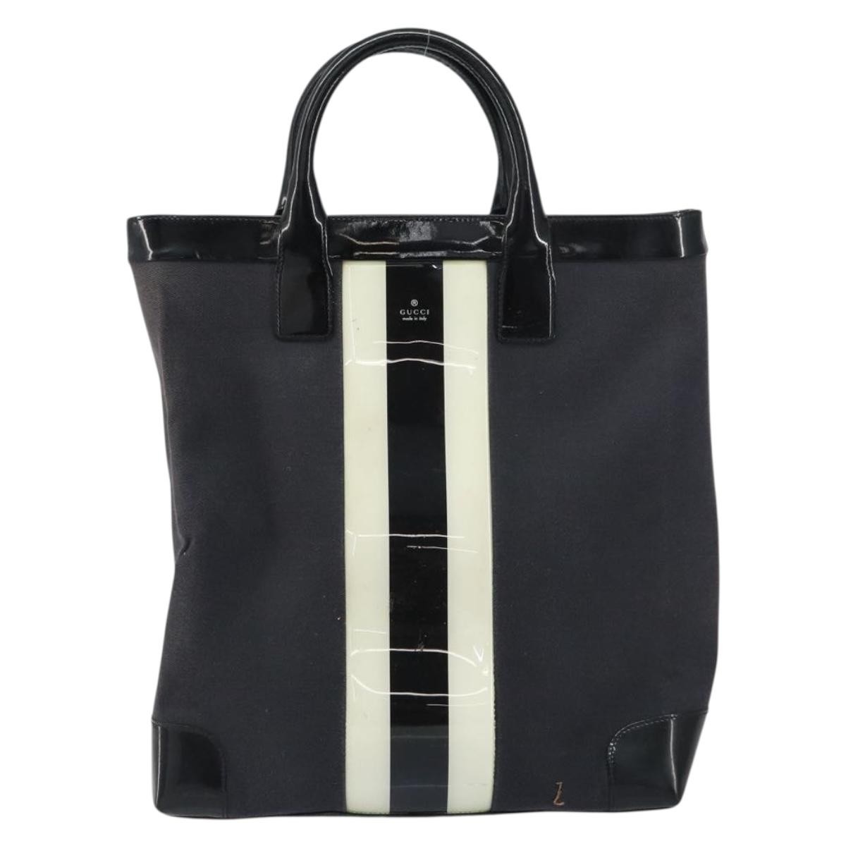 Gucci Vintage Gg Canvas With Leather Black Canvas Tote Bag Bag (Pre-Owned)
