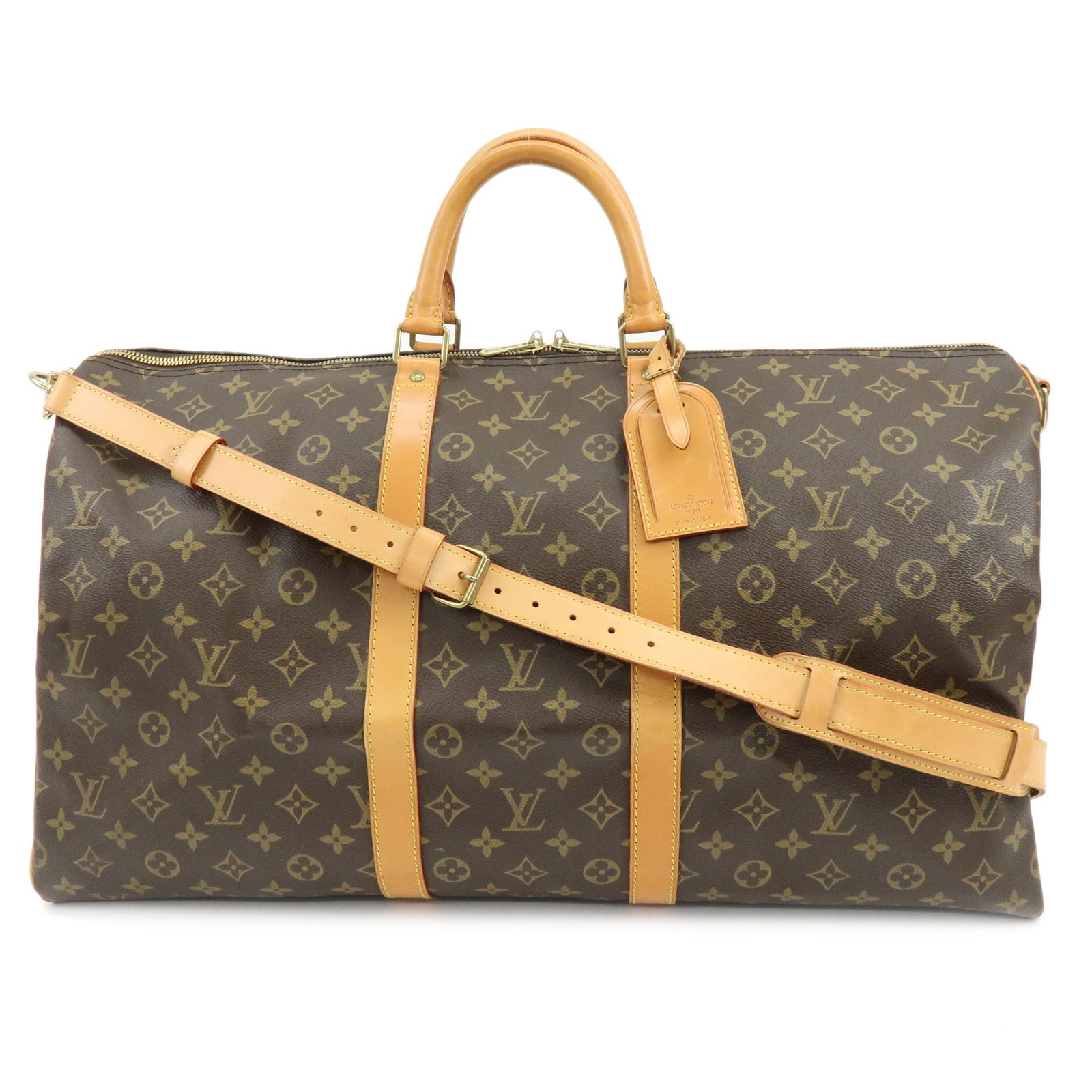 Louis Vuitton Keepall Bandouliere Monogram Canvas Brown Canvas Travel Bag Bag (Pre-Owned)