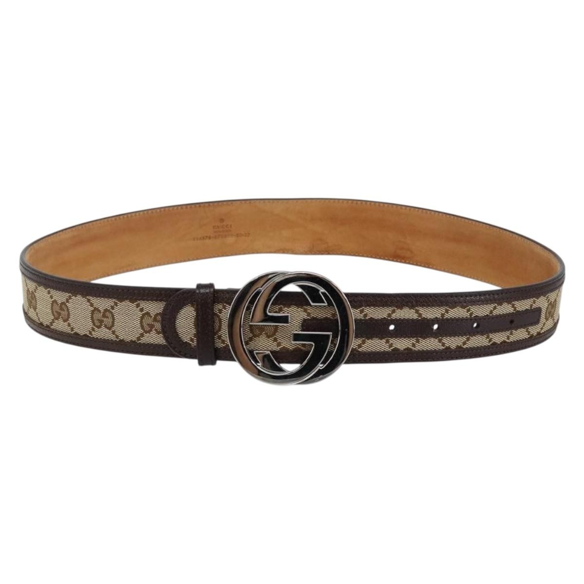 Gucci Interlocking G Belt Gg Canvas Beige Canvas Belts Accessory (Pre-Owned)