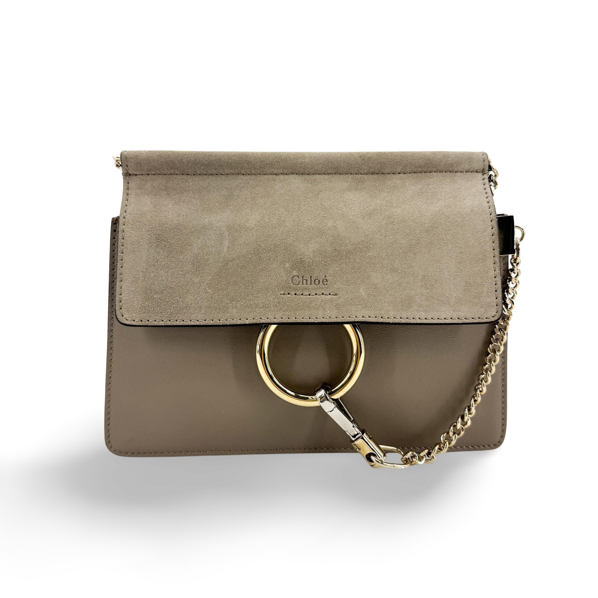 Chloe Faye Clutch Leather And Suede Beige Calfskin Clutche & Pouche Bag (Pre-Owned)