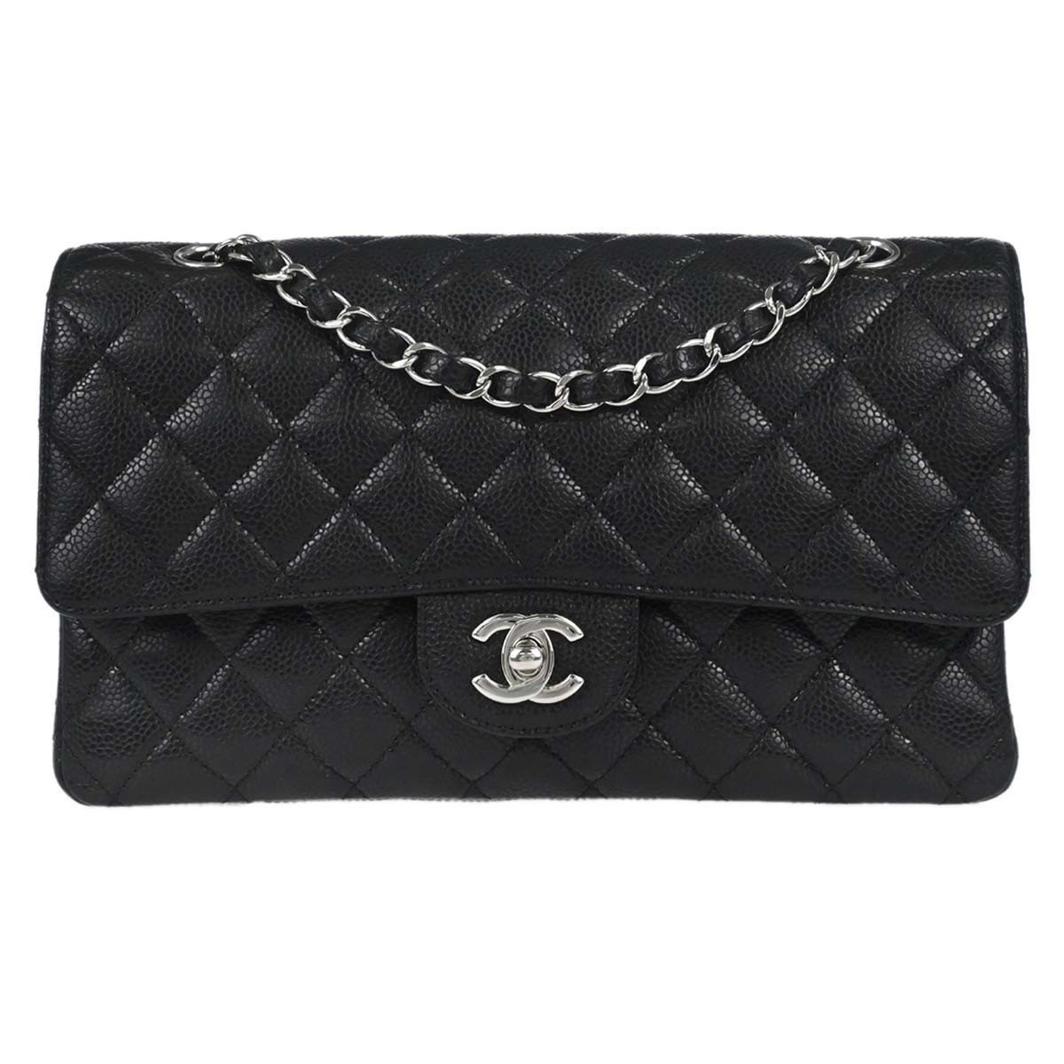 Chanel Timeless - Classic Double Flap Quilted Caviar Black Calfskin Handbag (Pre-Owned)