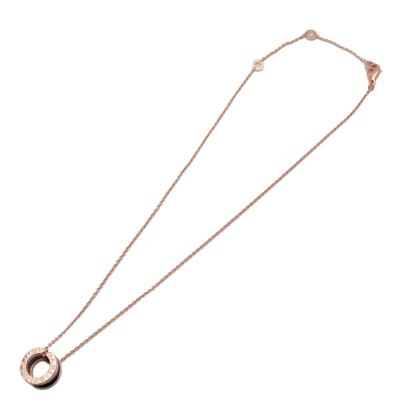 Bvlgari B.Zero1 Pendant 18K Rose Gold And Ceramic With Diamonds Pink Rose_Gold Necklace Jewelry (Pre-Owned)