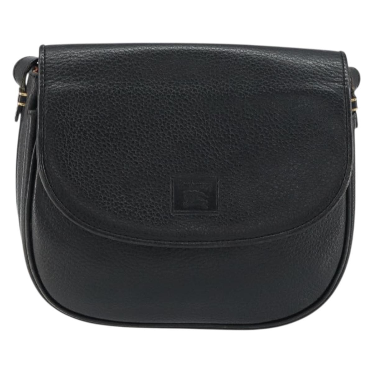 Burberry Vintage Vintage Check Coated Canvas Black Leather Shoulder Bag Bag (Pre-Owned)