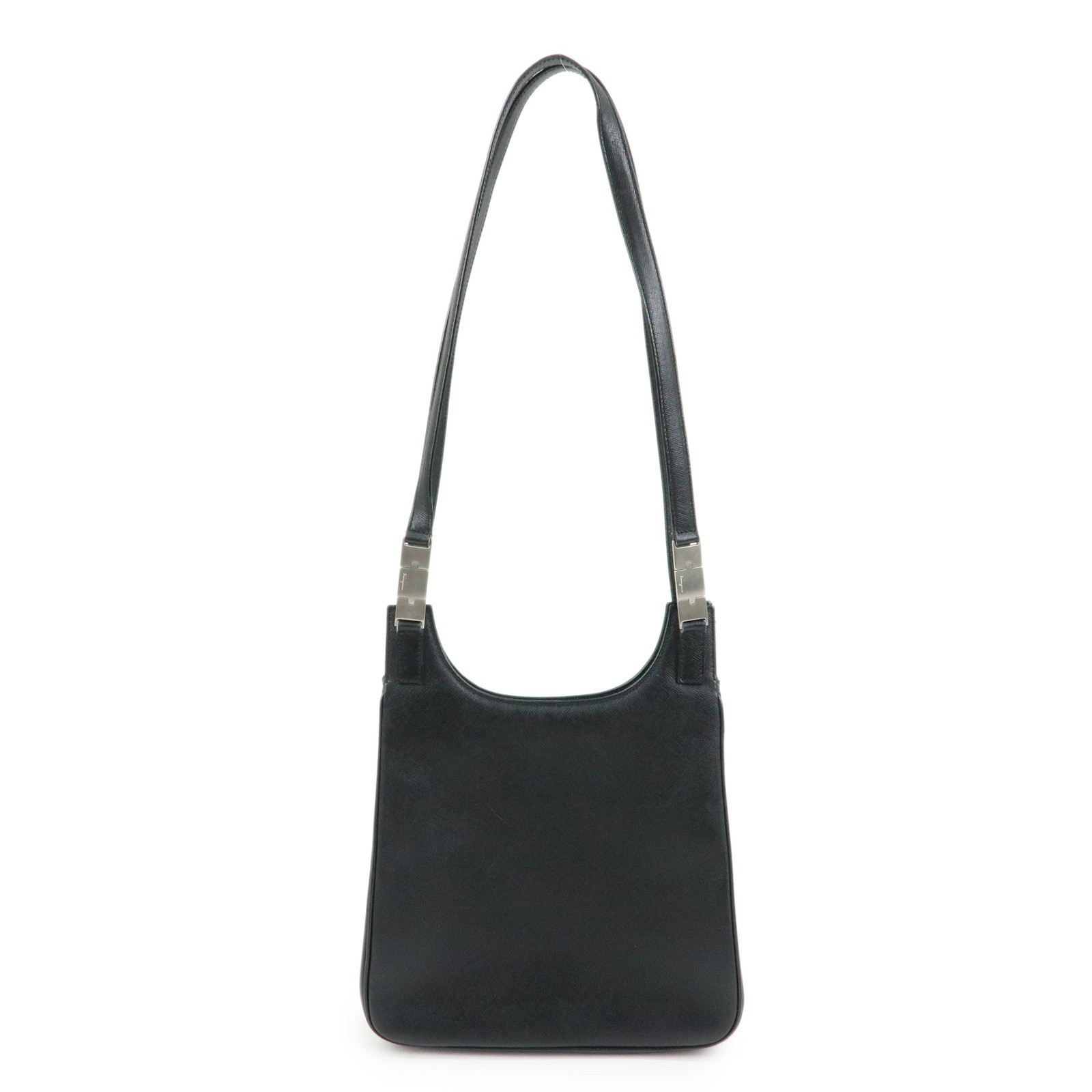 Salvatore Ferragamo Shoulder Bag Leather Black Leather Shoulder Bag Bag (Pre-Owned)