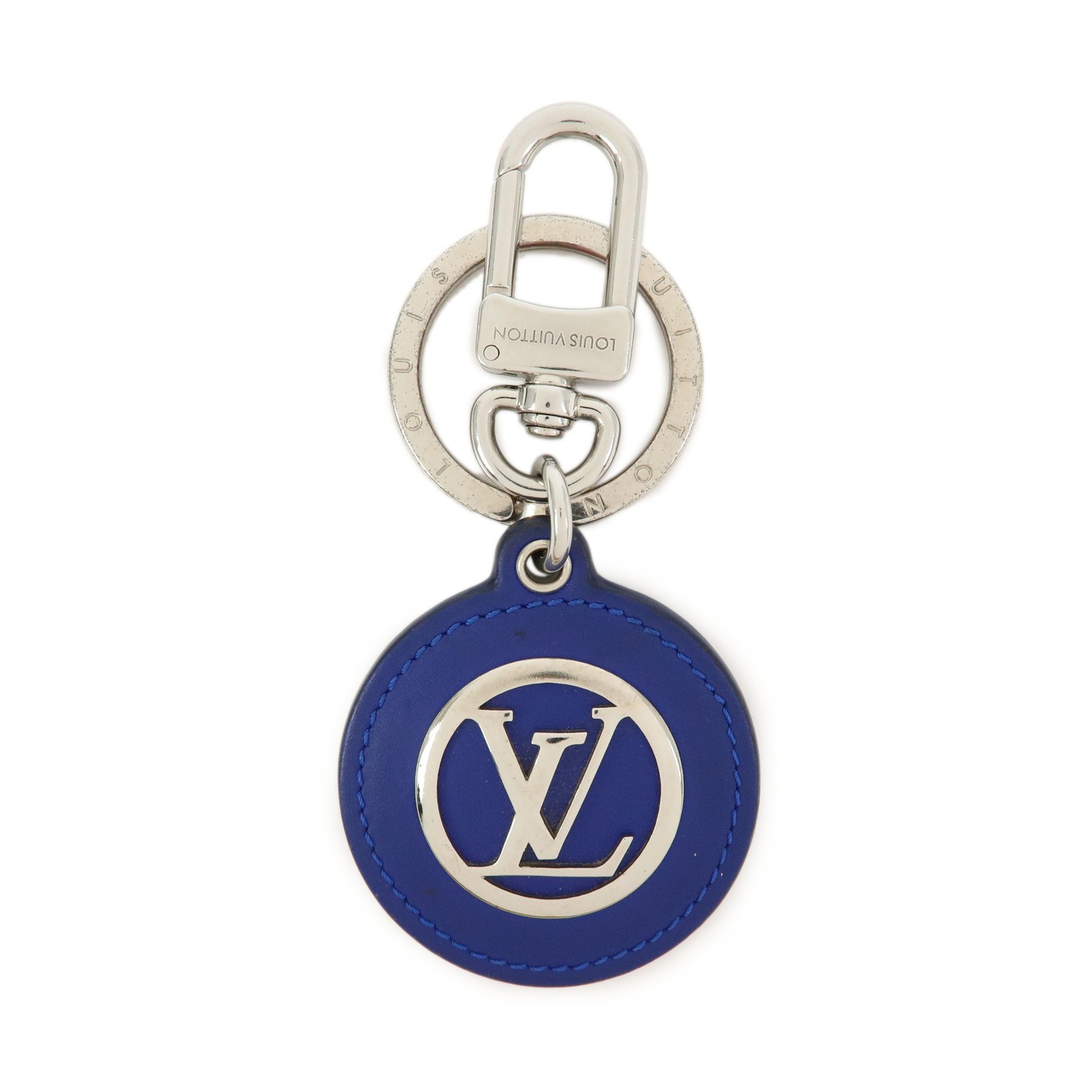 Louis Vuitton Lv Circle Bag Charm And Key Holder Metal Blue Leather Charms And Keychains Accessory (Pre-Owned)