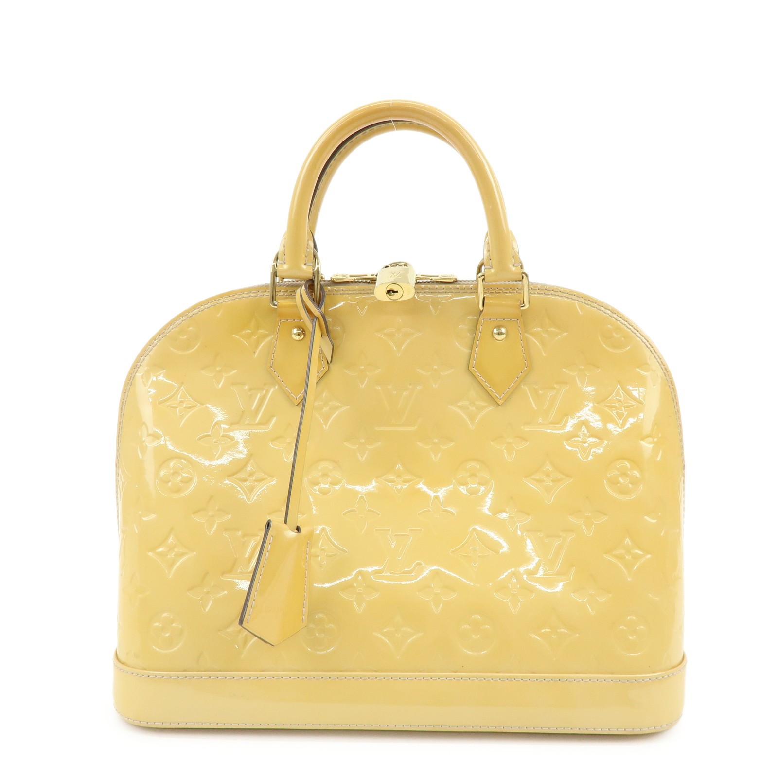 Louis Vuitton Alma Monogram Vernis Yellow Patent_Leather Handbag (Pre-Owned)