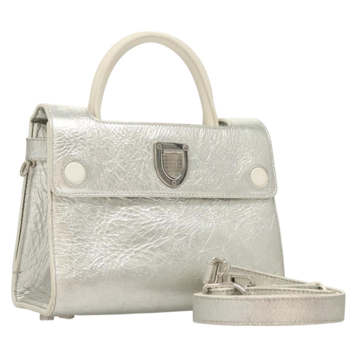 Christian Dior Diorever Leather Silver Leather Handbag (Pre-Owned)