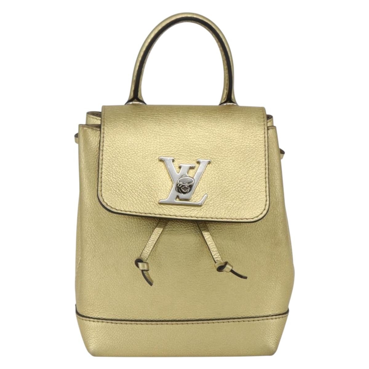 Louis Vuitton Lockme Leather Gold Leather Backpack Bag (Pre-Owned)