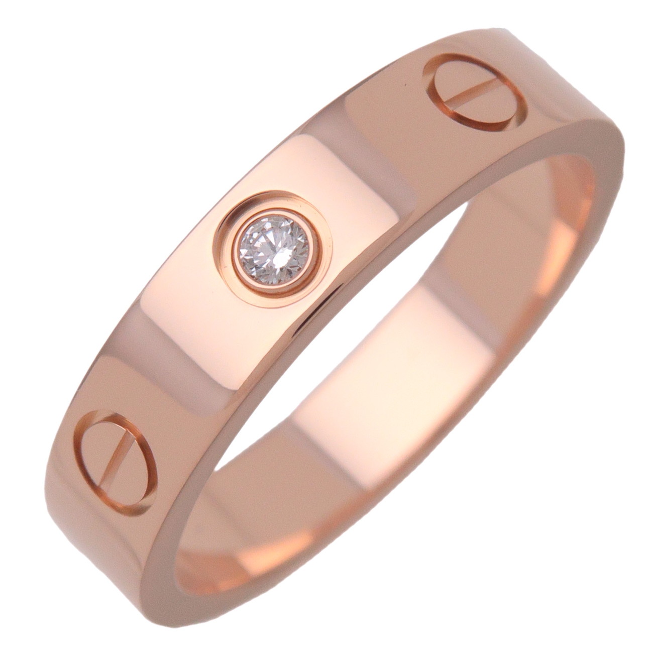 Cartier Love Wedding Band 1 Diamond 18K Rose Gold With Diamond Gold Rose_Gold Ring Jewelry (Pre-Owned)