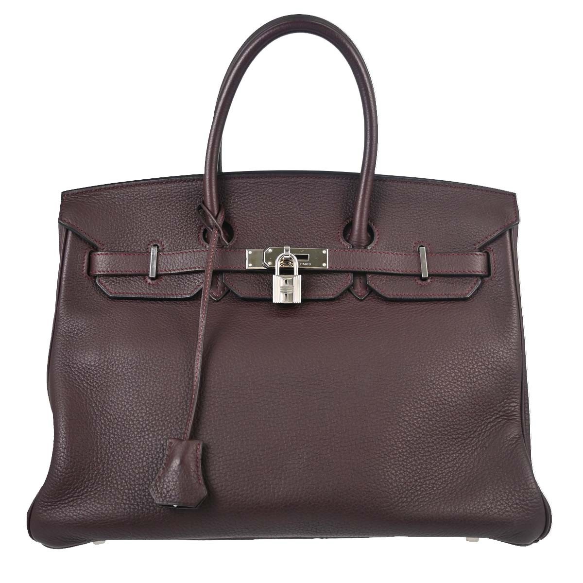 Hermes Birkin Purple Togo With Palladium Hardware Burgundy Leather Handbag (Pre-Owned)