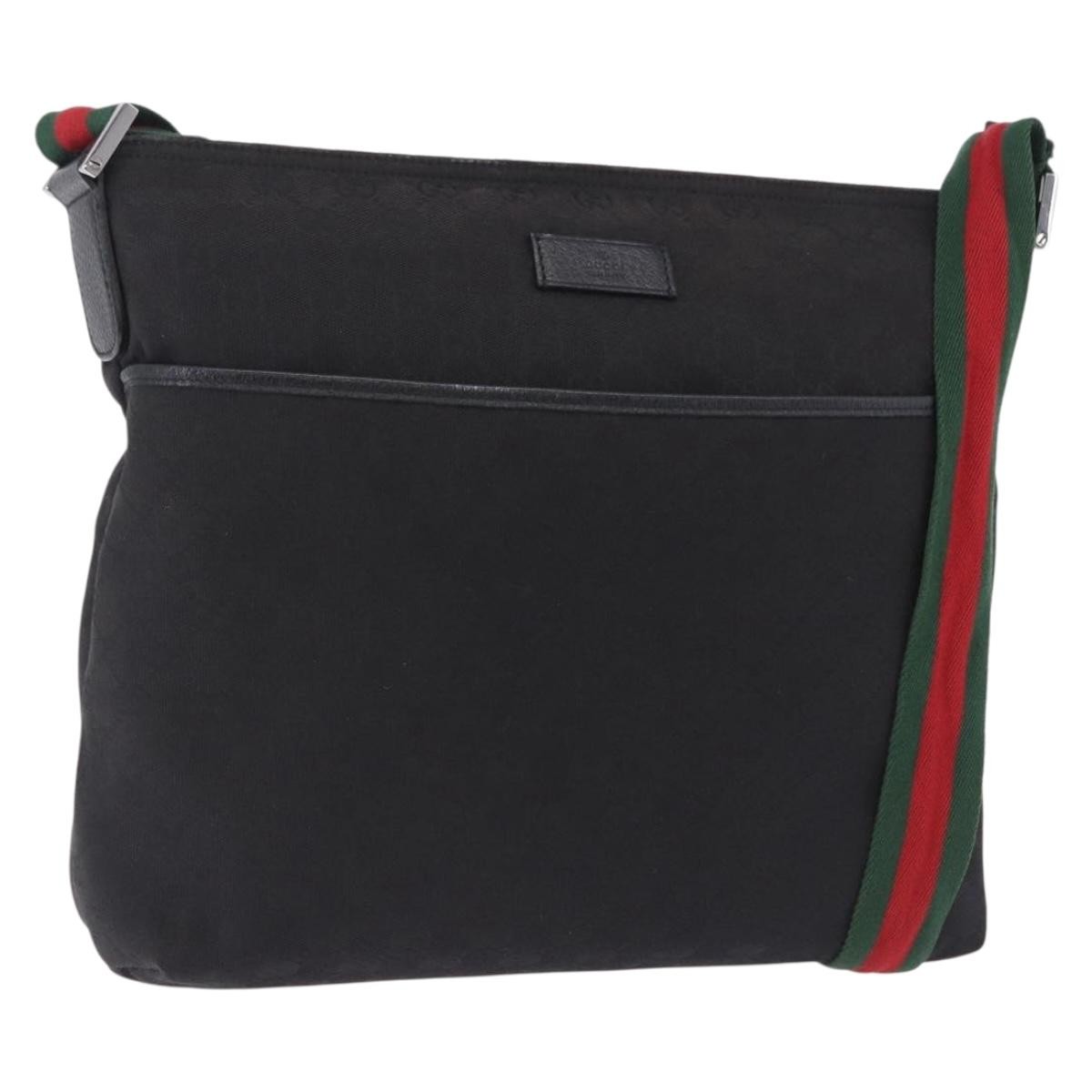 Gucci Front Pocket Web Messenger Gg Canvas Black Canvas Crossbody Bag Bag (Pre-Owned)